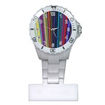 Multi Colored Lines Plastic Nurses Watch Front
