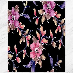 Neon Flowers Black Background Canvas 11  X 14   by Simbadda