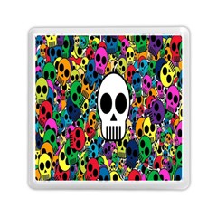 Skull Background Bright Multi Colored Memory Card Reader (square)  by Simbadda