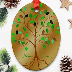 Tree Root Leaves Contour Outlines Ornament (oval) by Simbadda