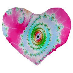 Decorative Fractal Spiral Large 19  Premium Flano Heart Shape Cushions by Simbadda