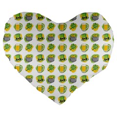 St Patrick s Day Background Symbols Large 19  Premium Heart Shape Cushions by Simbadda