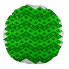 Shamrocks 3d Fabric 4 Leaf Clover Large 18  Premium Flano Round Cushions by Simbadda