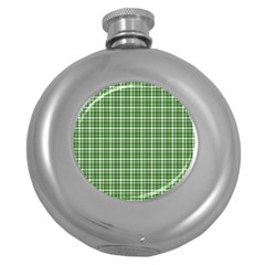 St  Patricks Day Plaid Pattern Round Hip Flask (5 Oz) by Valentinaart