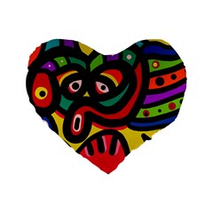 A Seamless Crazy Face Doodle Pattern Standard 16  Premium Heart Shape Cushions by Amaryn4rt