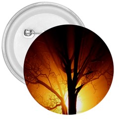 Rays Of Light Tree In Fog At Night 3  Buttons by Amaryn4rt