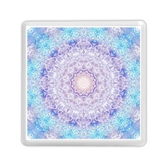 India Mehndi Style Mandala   Cyan Lilac Memory Card Reader (square)  by EDDArt