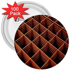 Metal Grid Framework Creates An Abstract 3  Buttons (100 Pack)  by Amaryn4rt