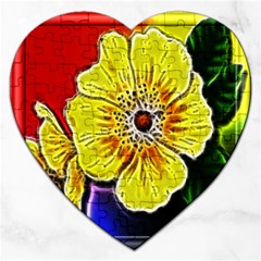 Beautiful Fractal Flower In 3d Glass Frame Jigsaw Puzzle (heart) by Simbadda