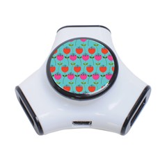 Tulips Floral Background Pattern 3-port Usb Hub by Simbadda
