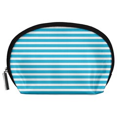Horizontal Stripes Blue Accessory Pouches (large)  by Mariart