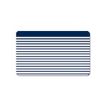 Horizontal Stripes Blue White Line Magnet (Name Card) Front
