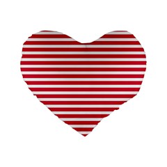 Horizontal Stripes Red Standard 16  Premium Heart Shape Cushions by Mariart
