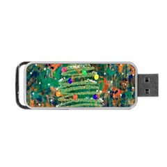 Watercolour Christmas Tree Painting Portable Usb Flash (one Side) by Simbadda