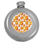 Colorful Stylized Floral Pattern Round Hip Flask (5 oz) Front