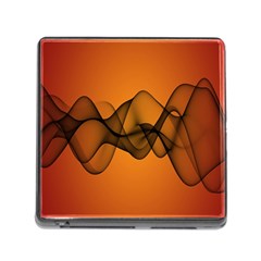 Transparent Waves Wave Orange Memory Card Reader (square) by Mariart