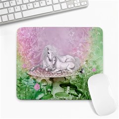 Wonderful Unicorn With Foal On A Mushroom Large Mousepads by FantasyWorld7