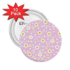 Flower Floral Sunflower Pink Yellow 2 25  Buttons (10 Pack)  by Mariart