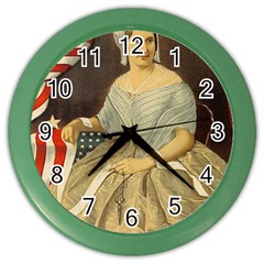 Betsy Ross Author Of The First American Flag And Seal Patriotic Usa Vintage Portrait Color Wall Clocks by yoursparklingshop