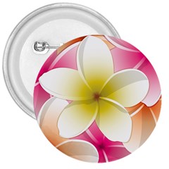 Frangipani Flower Floral White Pink Yellow 3  Buttons by Mariart