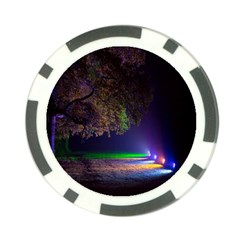 Illuminated Trees At Night Poker Chip Card Guard (10 Pack) by Nexatart