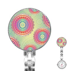 Abstract Geometric Wheels Pattern Stainless Steel Nurses Watch by LovelyDesigns4U