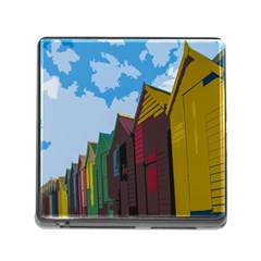 Brightly Colored Dressing Huts Memory Card Reader (square) by Nexatart