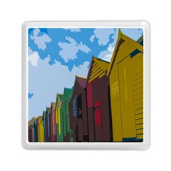 Brightly Colored Dressing Huts Memory Card Reader (square)  by Nexatart