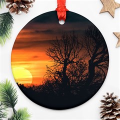 Sunset At Nature Landscape Round Ornament (two Sides) by dflcprints