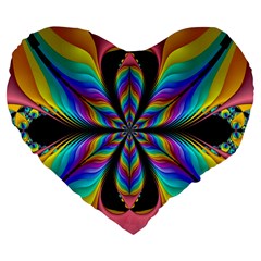 Fractal Butterfly Large 19  Premium Flano Heart Shape Cushions by Nexatart
