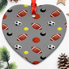 Balltiled Grey Ball Tennis Football Basketball Billiards Ornament (heart) by Mariart