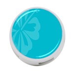 Hibiscus Sakura Scuba Blue 4-Port USB Hub (Two Sides)  Front