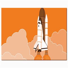 Rocket Space Ship Orange Mini Button Earrings by Mariart