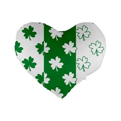 Flower Green Shamrock White Standard 16  Premium Heart Shape Cushions by Mariart