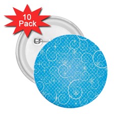 Leaf Blue Snow Circle Polka Star 2 25  Buttons (10 Pack)  by Mariart