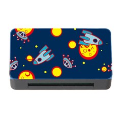 Rocket Ufo Moon Star Space Planet Blue Circle Memory Card Reader With Cf by Mariart