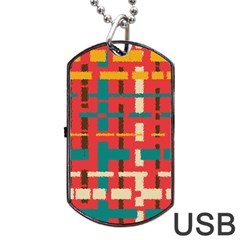 Colorful Line Segments Dog Tag Usb Flash (one Side) by linceazul
