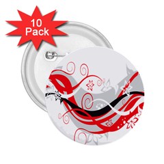 Flower Floral Star Red Wave 2 25  Buttons (10 Pack)  by Mariart