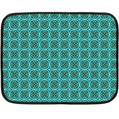 Turquoise Damask Pattern Double Sided Fleece Blanket (mini)  by linceazul