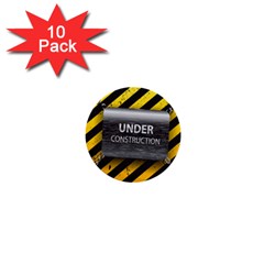 Under Construction Sign Iron Line Black Yellow Cross 1  Mini Buttons (10 Pack)  by Mariart