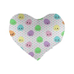 Egg Easter Smile Face Cute Babby Kids Dot Polka Rainbow Standard 16  Premium Heart Shape Cushions by Mariart