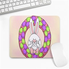 Make An Easter Egg Wreath Rabbit Face Cute Pink White Large Mousepads by Mariart