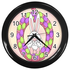 Make An Easter Egg Wreath Rabbit Face Cute Pink White Wall Clocks (black) by Mariart