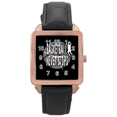 Basketball Never Stops Rose Gold Leather Watch  by Valentinaart