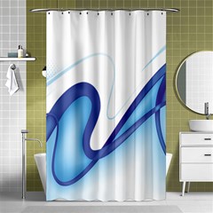 Glittering Abstract Lines Blue Wave Chefron Shower Curtain 48  X 72  (small)  by Mariart
