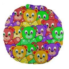 Cute Cartoon Crowd Of Colourful Kids Bears Large 18  Premium Flano Round Cushions by Nexatart