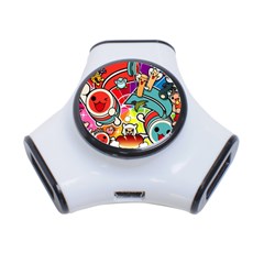 Cute Doodles Wallpaper Background 3-port Usb Hub by Nexatart
