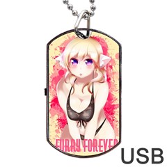 Blonde Hair Bikini Furry Girl Dog Tag Usb Flash (two Sides) by Catifornia