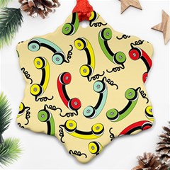 Telephone Cable Green Nyellow Red Blue Snowflake Ornament (two Sides) by Mariart