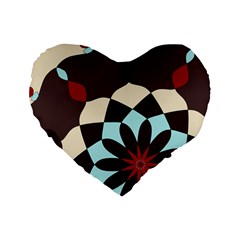 Red And Black Flower Pattern Standard 16  Premium Heart Shape Cushions by digitaldivadesigns